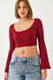 Women's Burgundy Crop Blouse 60351286 - 2
