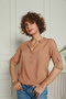Milky Brown Judge Collar Half Placket Viscose Shirt 1500064 - 3