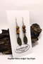 Women's Dangle Earrings, Women's Earrings with Turtle Eye Natural Stones and Antique Yellow Leaf Form - 3