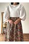 Black-orange floral flared poplin skirt - 3