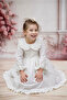White Long Sleeve Girl's Dress with Scalloped Blouse - 4