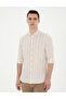 Brown Linen Blended Regular Fit Long Sleeve Shirt 50284591-Vr197 - 3