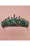 Rio Model Bridal Henna Crown Princess Crown Wedding Crystal Stone Crown Green - 3