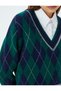 V-Neck Ribbed Long Sleeve Knitwear Sweater - 5