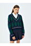 V-Neck Ribbed Long Sleeve Knitwear Sweater - 3