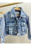 Girl 1-5 Years Old Pocket Denim Jacket 24243 Denim Blue - 3