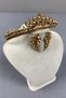 Honey Color Leyn Bridal Henna Crown and Leaf Jewelled Earring Set - 4