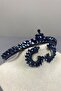 Navy Blue Ece Bridal Henna Crown and Round Jewelled Earring Set - 5