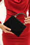 Black Silvery Women's Evening Dress Stone Detailed Handle Chain Strap Evening Bag - 3