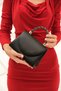 Women's Black Fabric Evening Dress Stone Detailed Handle Evening Bag - 4