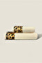 Leopard Bath Towel Set 100% Cotton Certified, 2 Pieces, 50X90 - 70X140Cm Patterned Towel Cream Color - 5