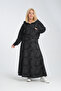 Black Oil Patterned Flared Long Skirt with Elastic Waist G029-12 - 3