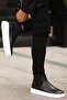 - Black Genuine Leather Men's Chelsea Boots - White Sole - 250-041 - 3