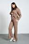 Maternity Stretchy Abdominal Band Adjustable Waist Hooded Nursing Details Wide Leg Sweatpants Set - 5