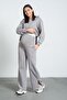 Maternity Stretchy Abdominal Band Adjustable Waist Hooded Nursing Details Wide Leg Sweatpants Set - 5