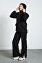 Maternity Stretchy Abdominal Band Adjustable Waist Hooded Nursing Details Wide Leg Sweatpants Set - 2