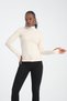 Women's Cotton Turtleneck Body Wrap Stretchy Finger Snap Body Blouse - 2