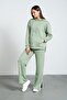 Maternity Stretchy Abdominal Band Adjustable Waist Hooded Nursing Details Wide Leg Sweatpants Set - 3