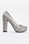 Women's Platform Heeled Shoes Platinum Striped - 2