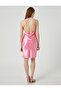 Short Viscose Satin Dress Halter Neck Back Detail - 4
