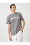 Slogan Printed T-Shirt Crew Neck Skull Detailed Slim Fit