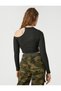 Long Sleeve T-Shirt Crop Window Detailed Crew Neck - 4