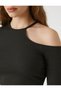 Long Sleeve T-Shirt Crop Window Detailed Crew Neck - 5