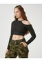 Long Sleeve T-Shirt Crop Window Detailed Crew Neck