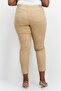 Women Plus Size Plain Straight Leg Pant, Khaki - 3