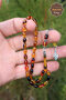 Yellow Black Barley Cut Silver Tufted Fire Amber Rosary 201023470