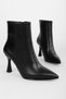 Women's Zian Black Skin Heeled Boots Black Skin - 5