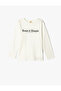 T-Shirt Slogan Printed Long Sleeve Crew Neck Cotton