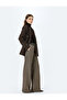 Plaid Patterned High Waist Wide Leg Fabric Pants with Pockets - 2