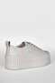 Genuine Leather Lace-Up Comfort Sole Women's Sneakers White - 3