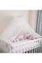 360 cm 3 KNITTED CRIB PROTECTION - LIGHT GRAY POWDER PINK WHITE (SUITABLE FOR 60X120 CM CRIBS)