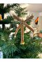 New Year's Christmas Bow with Bells 5 Pieces Velvet Tree Ornament Brown Color - 4