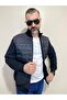 Turtleneck Front Quilted Zippered Three Yarn Jacket & Coat