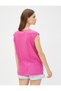 Striped T-Shirt Sleeveless Slit Detailed - 4