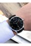 Black Leather Cord Men's Wristwatch 30 Mt Waterproof Tiger Eye Bracelet - 3