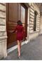 Women's Claret Red Pocket Bow Mini Dress - 3