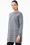Gray Knitwear Tunic - Zigzag Sequined Skirt - 2