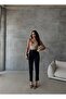 Women's Navy Blue High Waist Collared Carrot Model Fabric Trousers - 5
