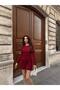 Women's Claret Red Pocket Bow Mini Dress