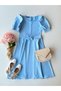 Baby Blue Watermelon Sleeve Crepe Midi Size Flared Mother-Daughter Combination (SINGLE FOR SELL) - 3
