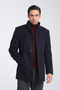 Men's Cashmere Thick Coat Overcoat Standard Fit with Rib Collar