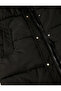 Long Down Jacket with Hood, Zipper, Snap Closure, Wind Flap, Pocket - 7