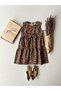Brown Floral Layered Girl's Dress - 2