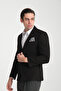 Grande Men's Black Cashmere Fabric Mono Collar Slim Fit Sports Blazer Jacket