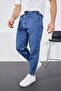 Men's Dark Blue Baggy Fit Comfortable Fit Pants with Elastic Legs and Velcro