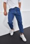 Men's Dark Blue Baggy Fit Comfortable Fit Pants with Elastic Legs and Velcro - 4